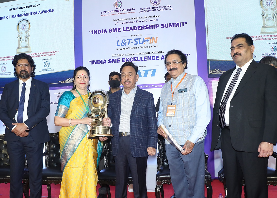 Shri Narayan Rane, Hon’ble Minister of MSME has also congratulated Smt. Sushama Chordiya, Founder, Suryadatta Women Entrepreneurship and Leadership Academy, Pune for winning the prestigious “PRIDE OF MAHARASHTRA AWARD” for her Exemplary Contribution Towards Social Entrepreneurship for Self-Reliant India.
